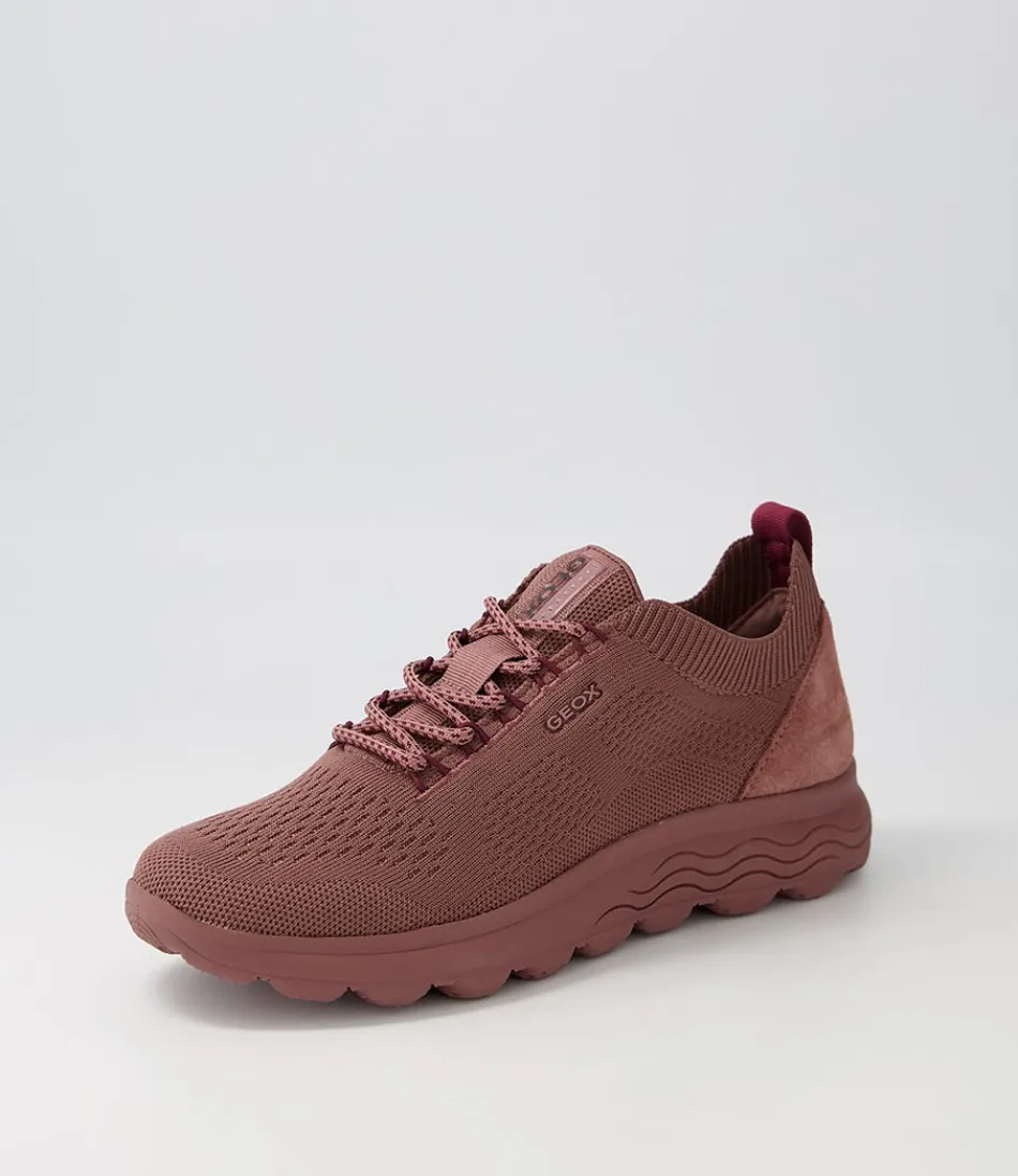 Women GEOX Comfort<D Spherica A Old Rose Knit Sneakers