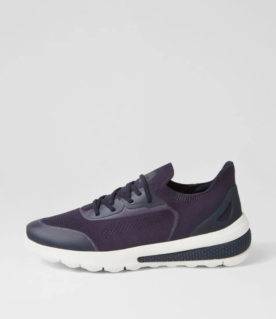 Women GEOX Sneakers<D Spherica Actif A Navy Knit Sneakers