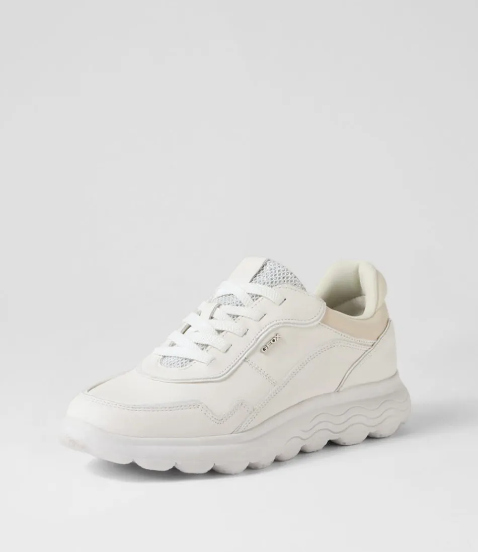 Women GEOX Comfort<D Spherica D White Leather Sneakers