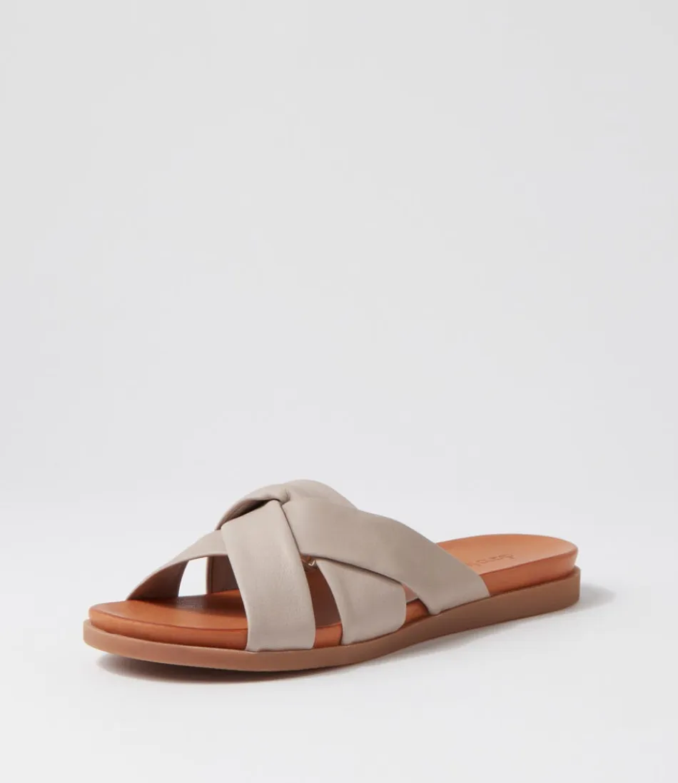 Women DIANA FERRARI Flats<Dallas Light Taupe Leather Slides