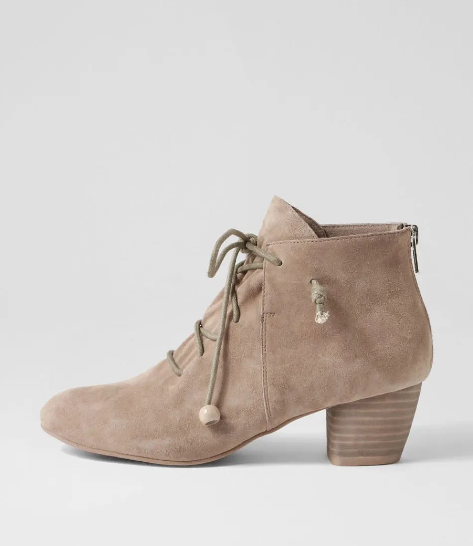 Women DJANGO & JULIETTE Boots<Defreeze Taupe Suede Lace Up Boots