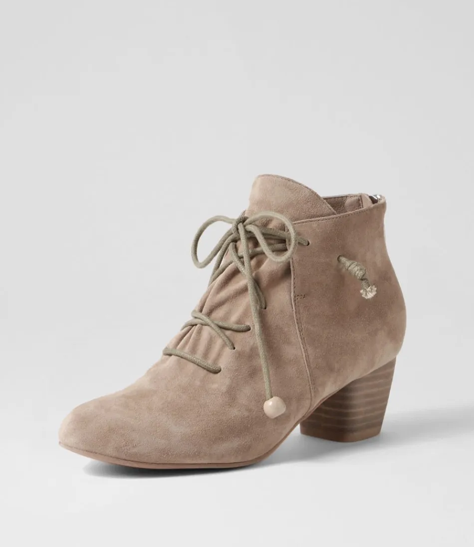 Women DJANGO & JULIETTE Boots<Defreeze Taupe Suede Lace Up Boots