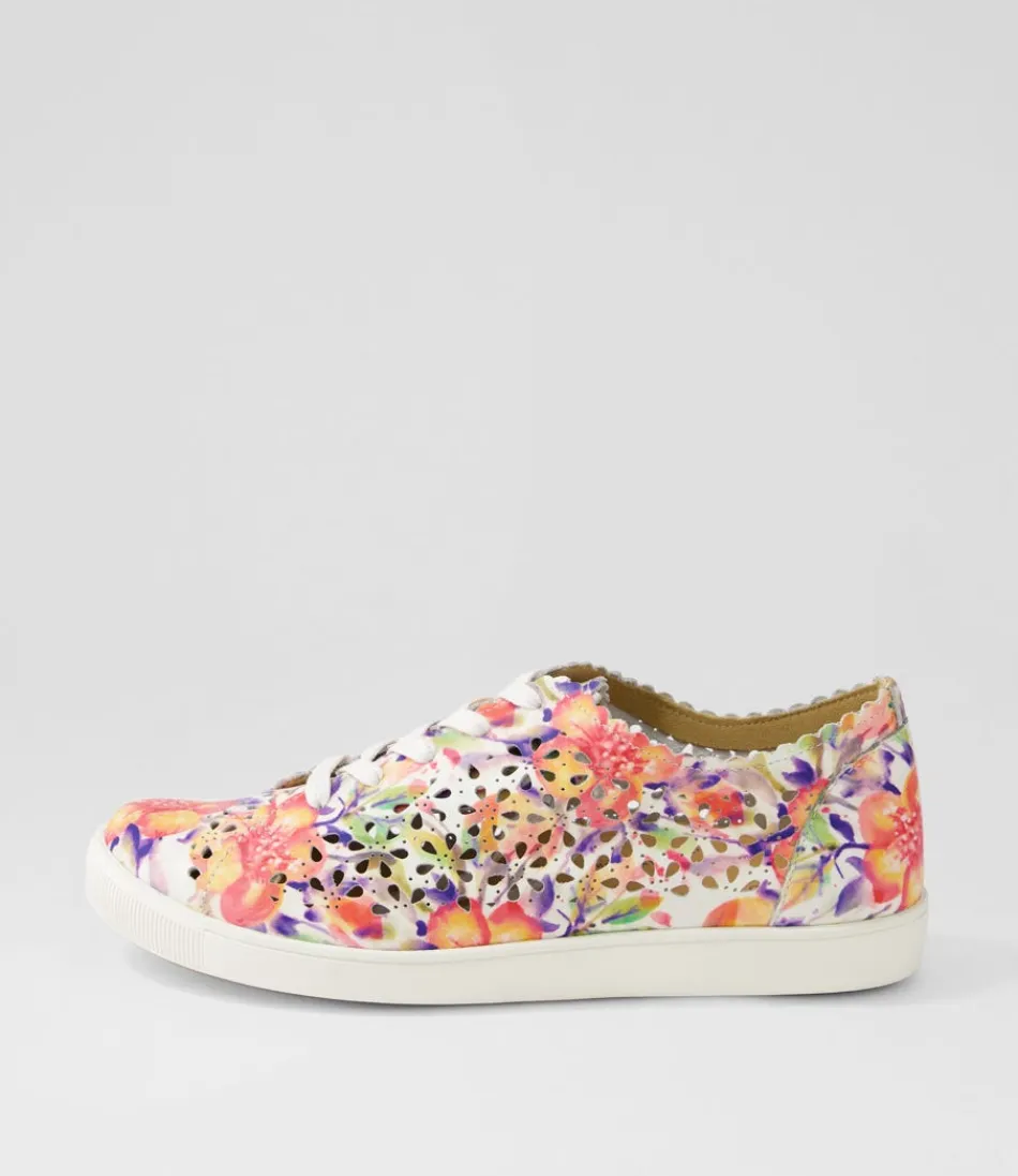 Women ZIERA Sneakers<Dima Xf Orange Floral Leather Sneakers