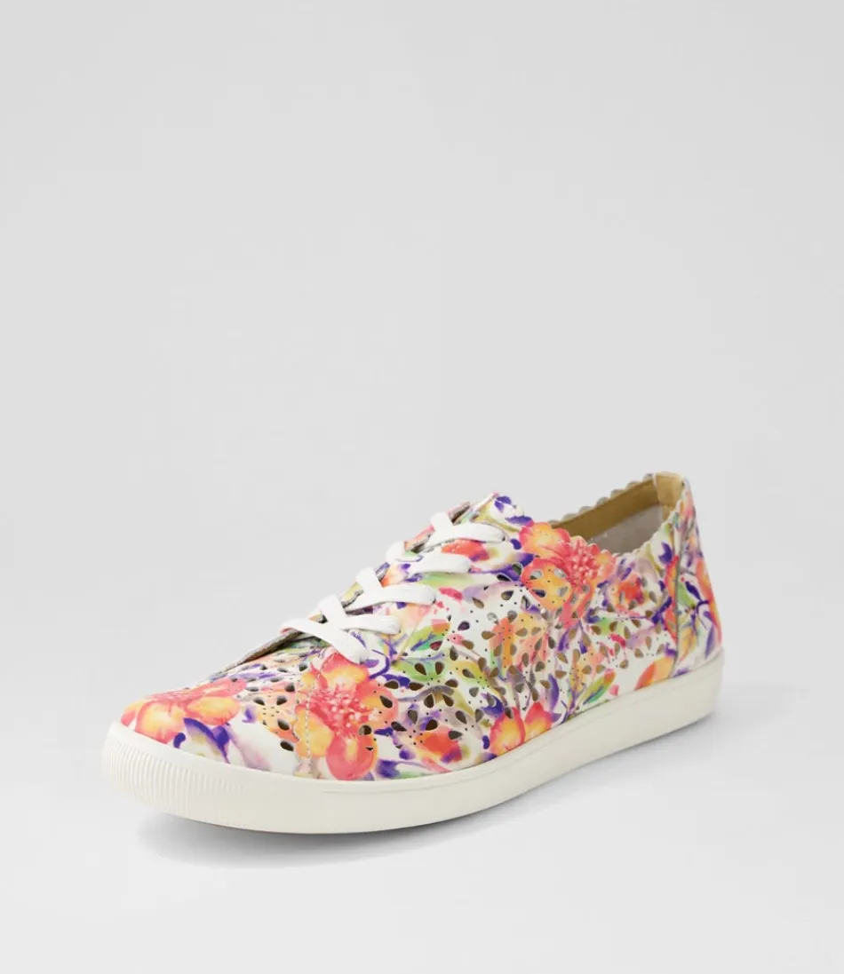 Women ZIERA Sneakers<Dima Xf Orange Floral Leather Sneakers