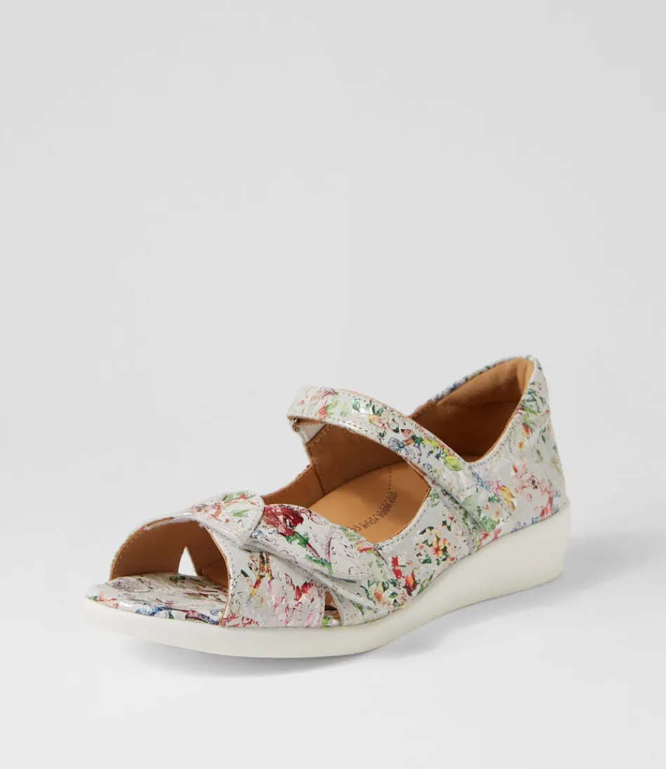 Women ZIERA Comfort<Disco W Wild Flower Leather Sandals