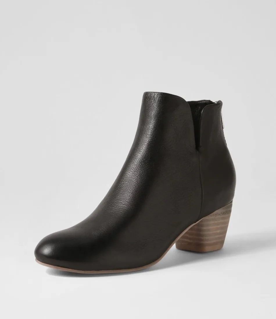 Women DJANGO & JULIETTE Boots<Dollars Black Natural Heel Leather Ankle Boots