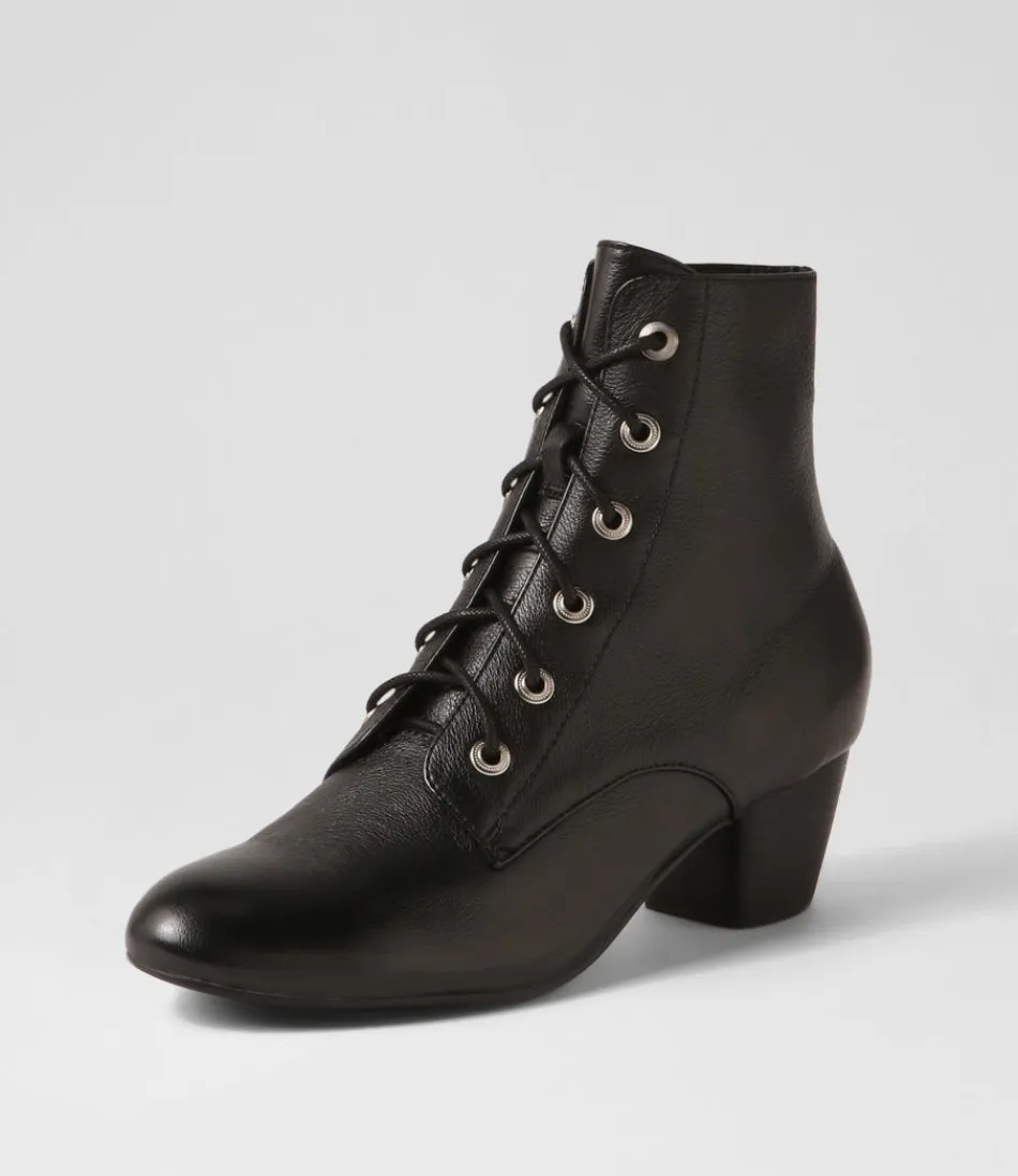 Women DJANGO & JULIETTE Boots<Durban Black Leather Lace Up Boots