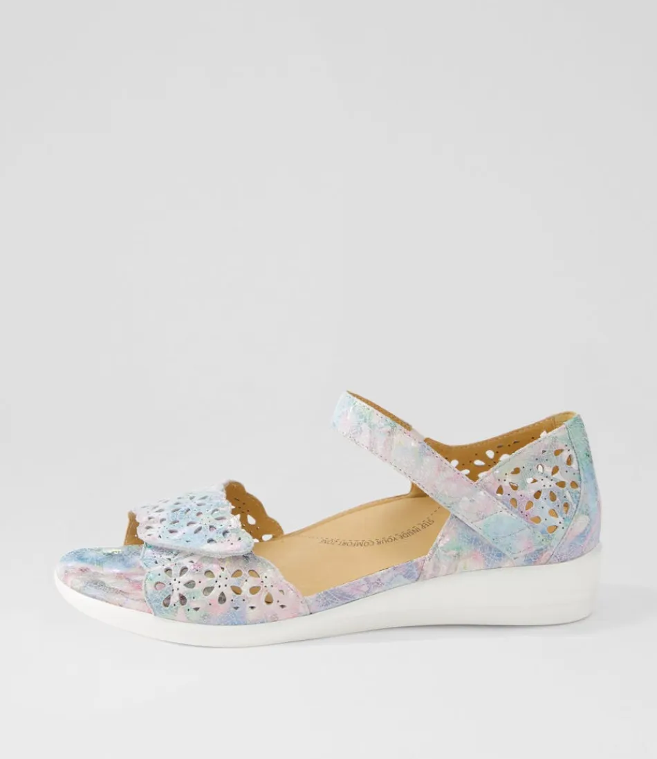 Women ZIERA Wedges<Dusty W Pastel Metal Leather Sandals