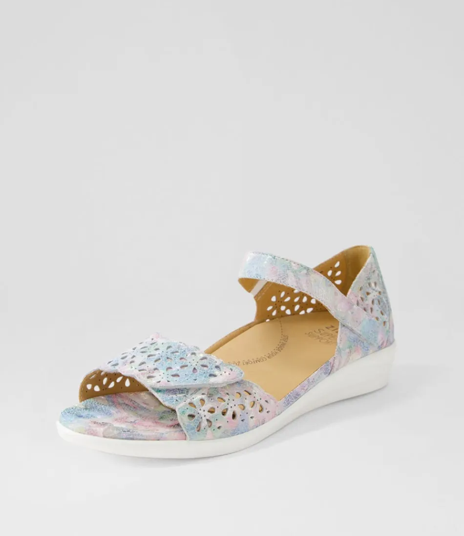 Women ZIERA Wedges<Dusty W Pastel Metal Leather Sandals