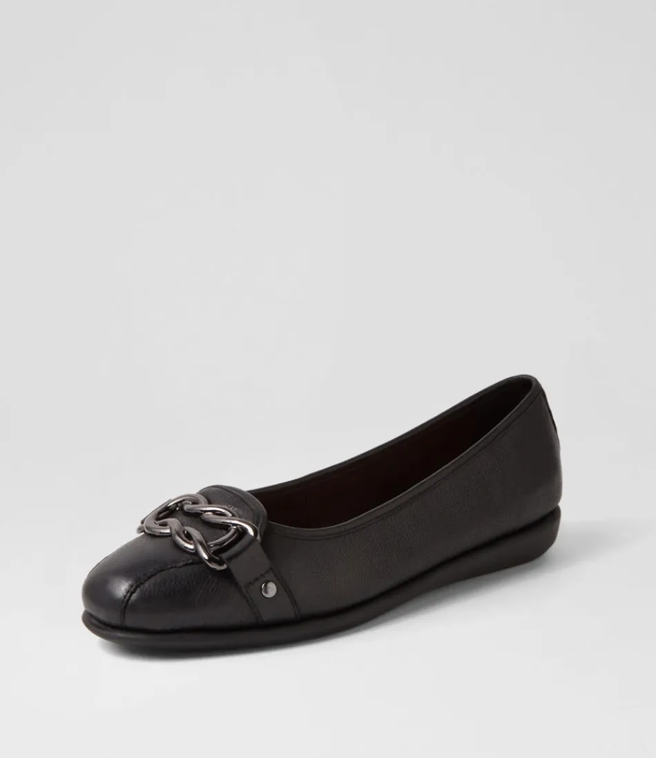 Women SUPERSOFT Comfort<Elisse Black Leather Ballet Flats