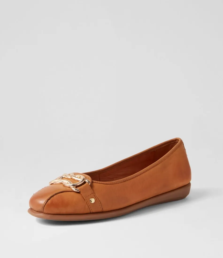 Women SUPERSOFT Comfort<Elisse New Tan Gum Leather Ballet Flats