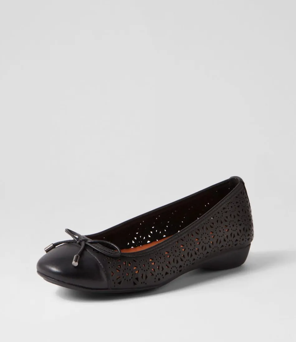 Women SUPERSOFT Comfort<Eloiza Black Leather Ballet Flats