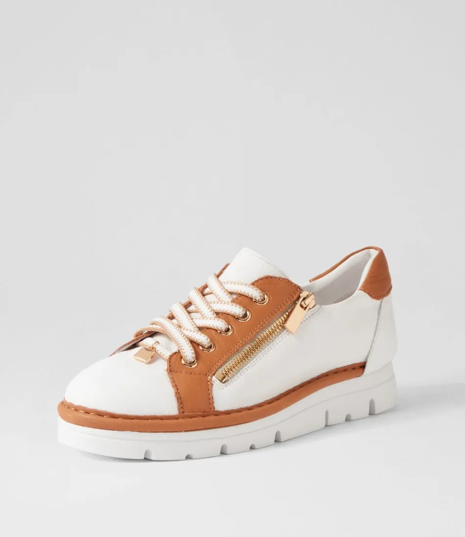 Women TOP END Sneakers<Elos White Dark Tan Leather Sneakers