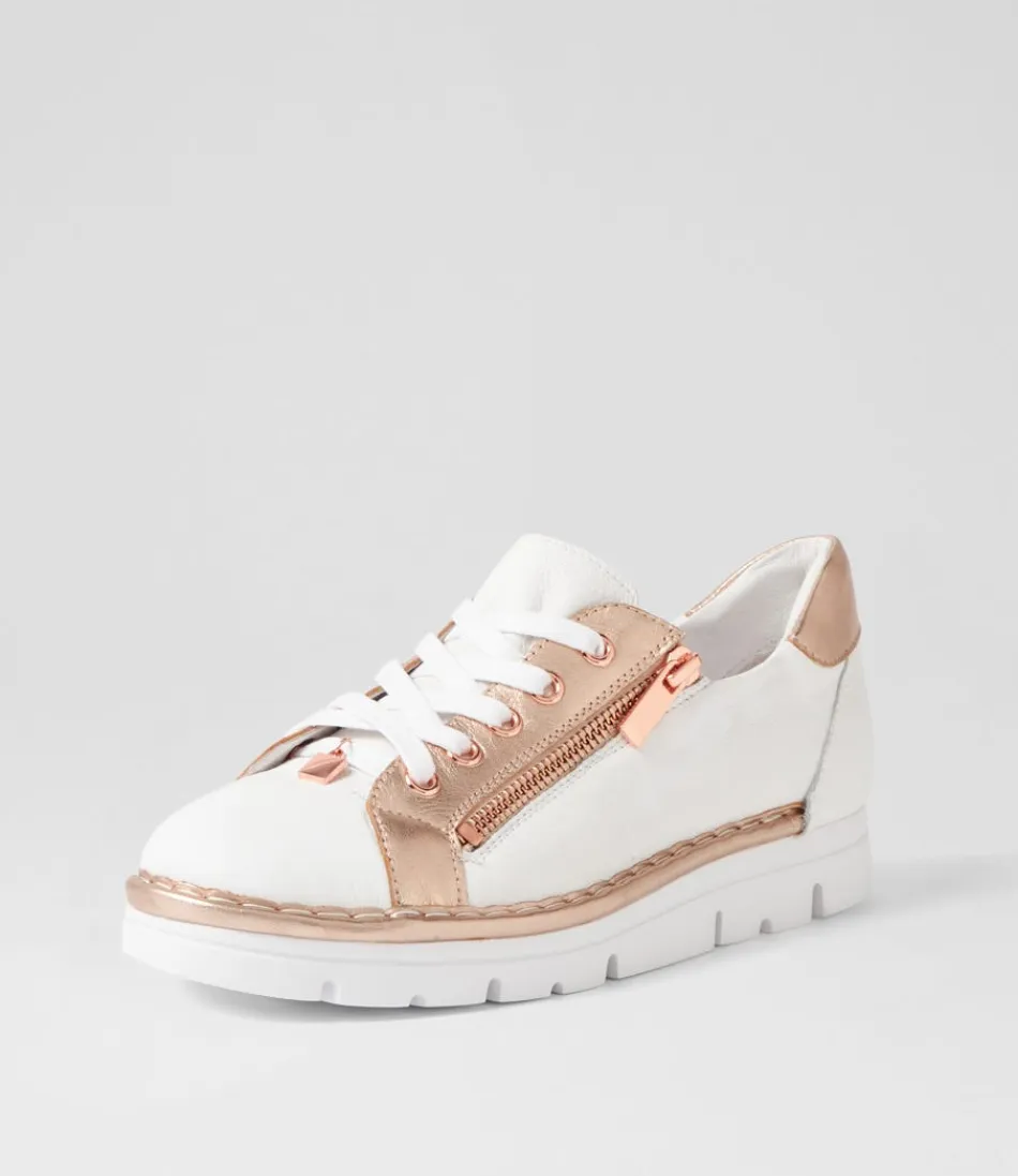 Women TOP END Sneakers<Elos White Pale Rose Gold Leather Sneakers