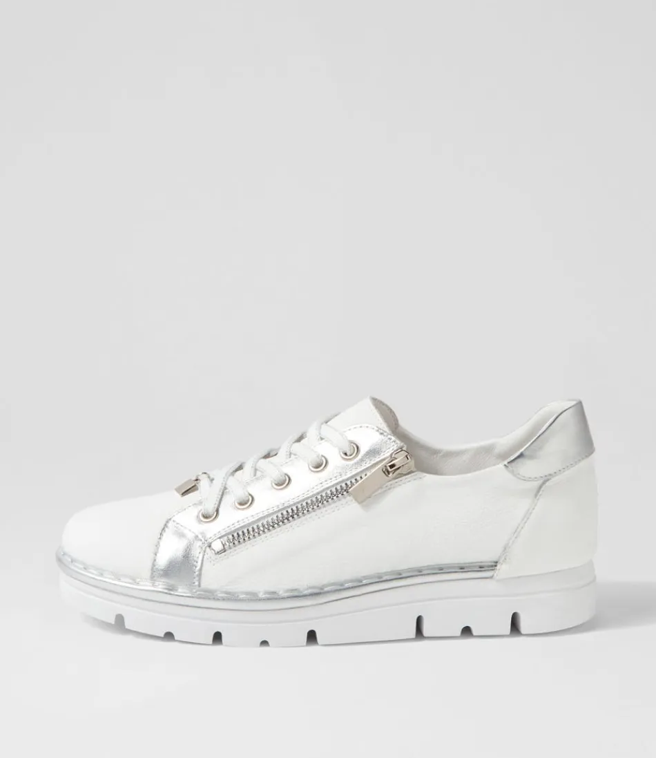 Women TOP END Sneakers<Elos White Silver Leather Sneakers