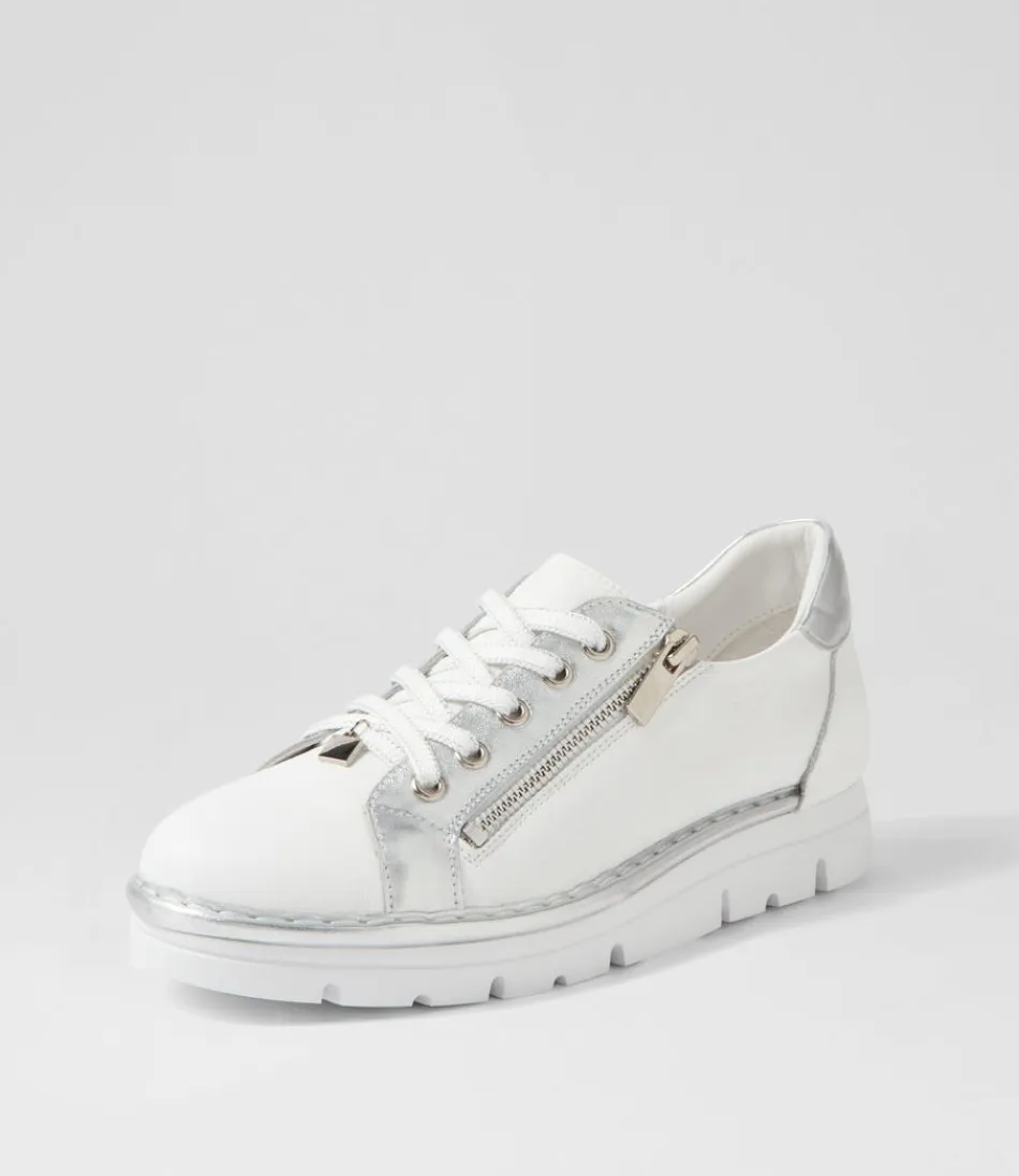 Women TOP END Sneakers<Elos White Silver Leather Sneakers