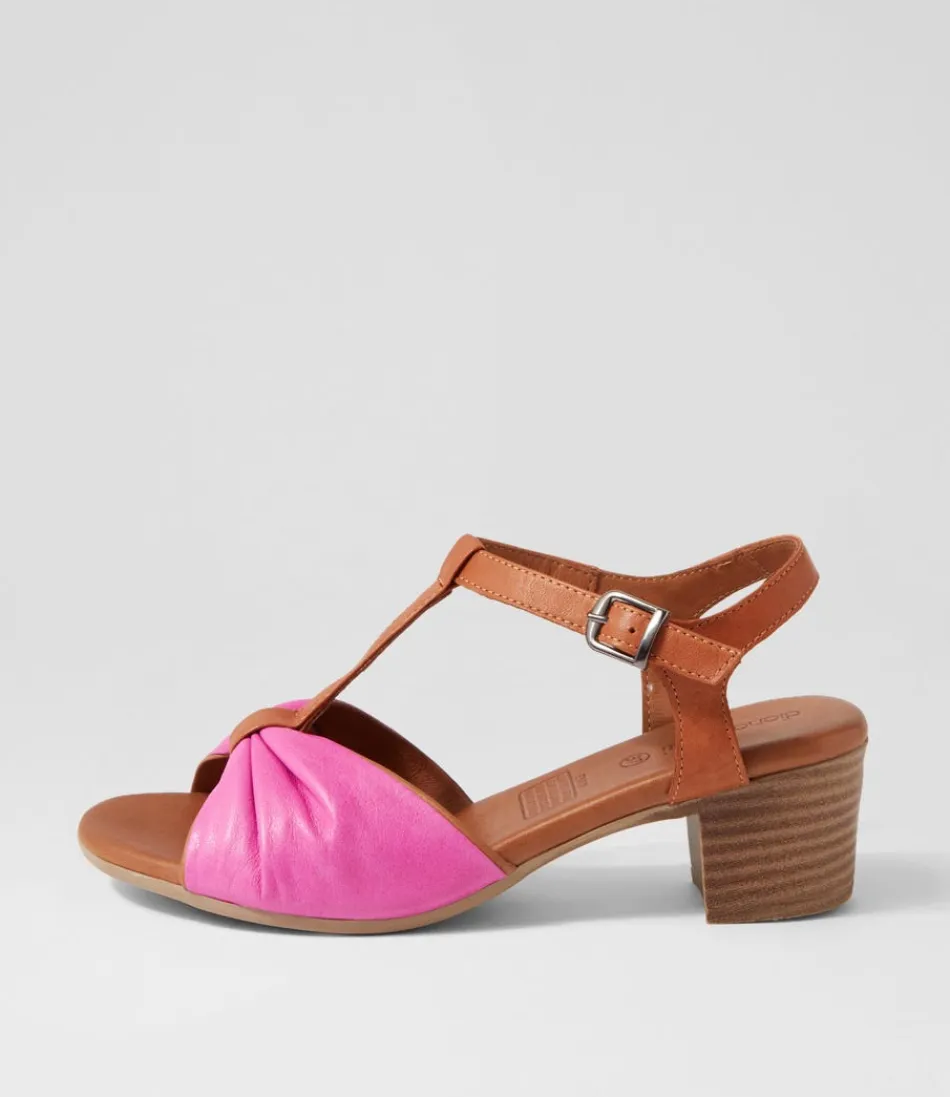 Women DIANA FERRARI Heels<Emin Fuchsia Tan Leather Sandals