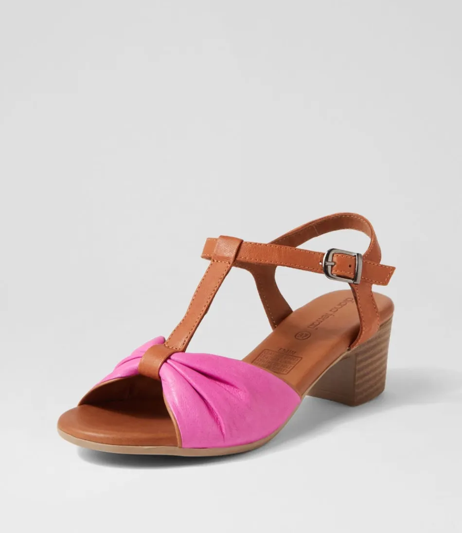 Women DIANA FERRARI Heels<Emin Fuchsia Tan Leather Sandals