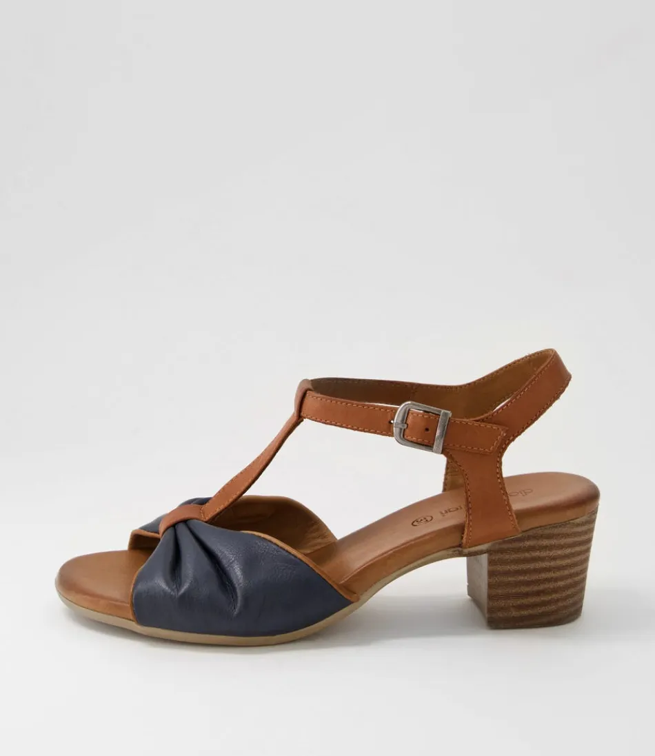 Women DIANA FERRARI Heels<Emin Navy Tan Leather Sandals