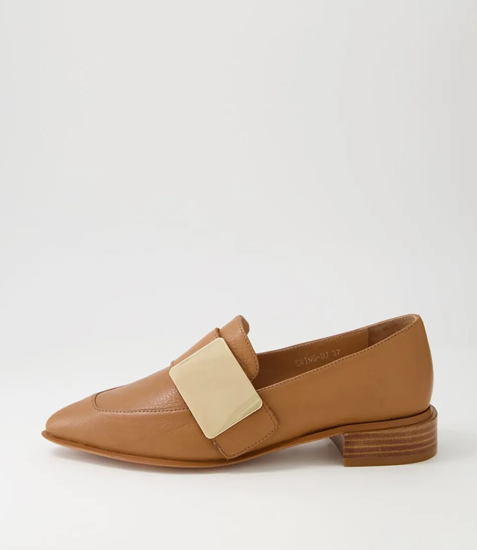 Women DJANGO & JULIETTE Loafers<Ering Dark Tan Gold Leather Loafers