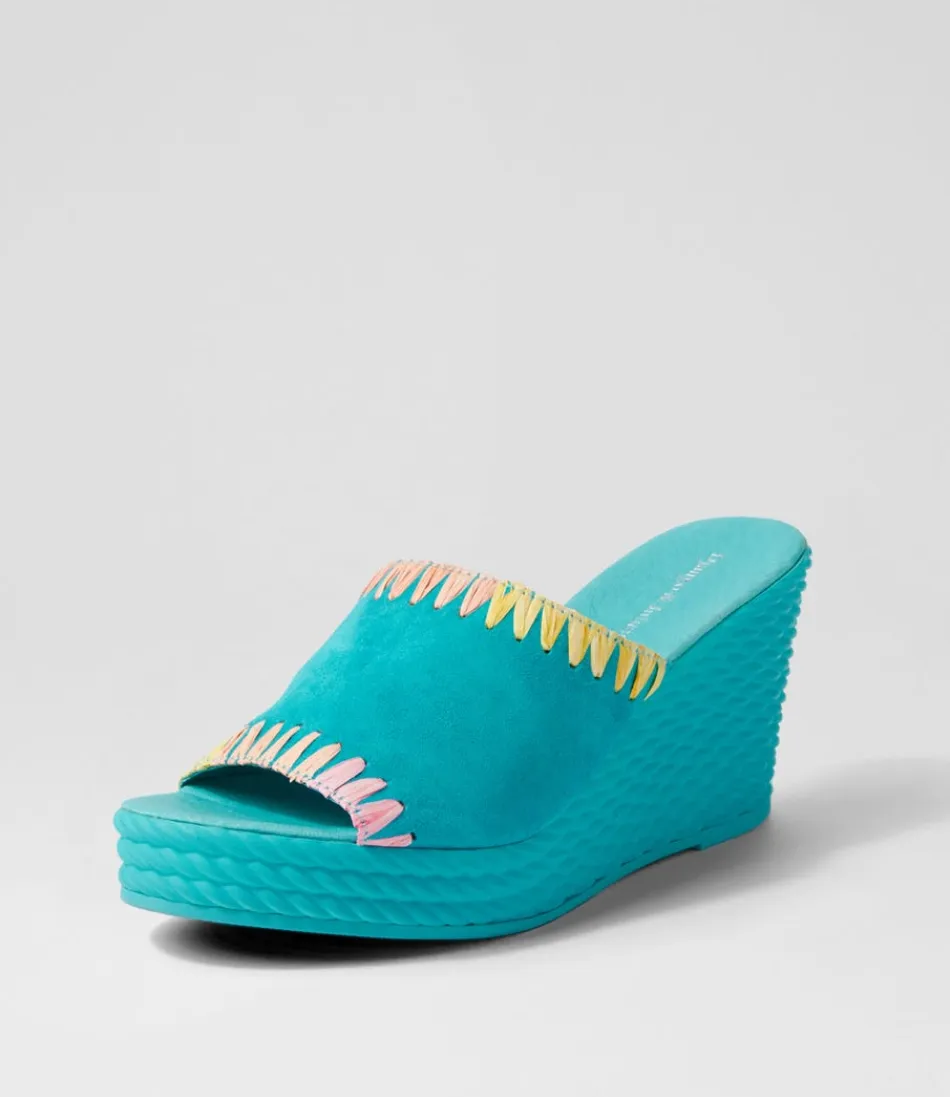 Women DJANGO & JULIETTE Wedges<Esmey Aqua Bright Suede Sandals