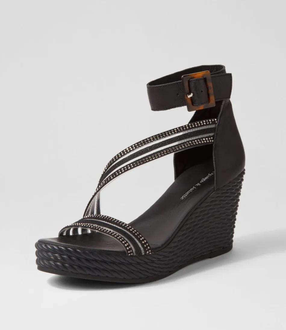 Women DJANGO & JULIETTE Wedges<Estela Black Vinylite Leather Sandals