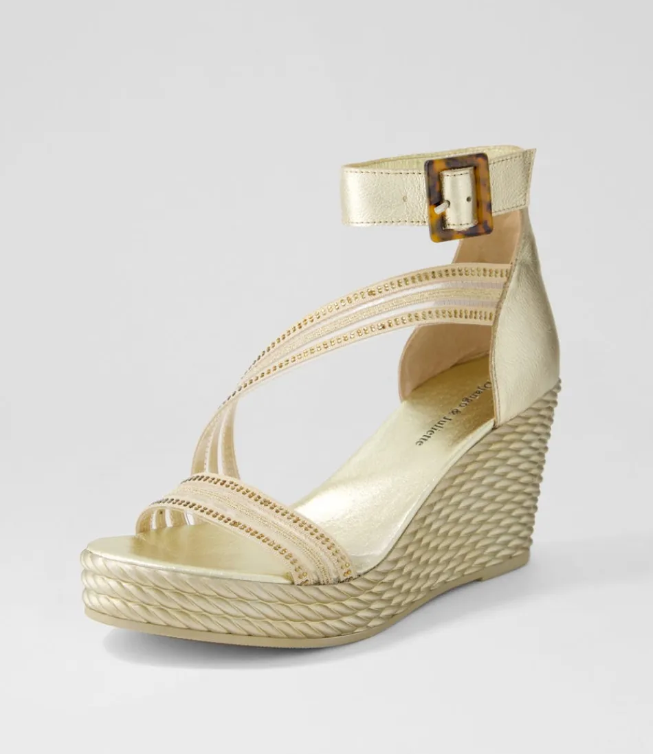 Women DJANGO & JULIETTE Wedges<Estela Gold Vinylite Leather Sandals