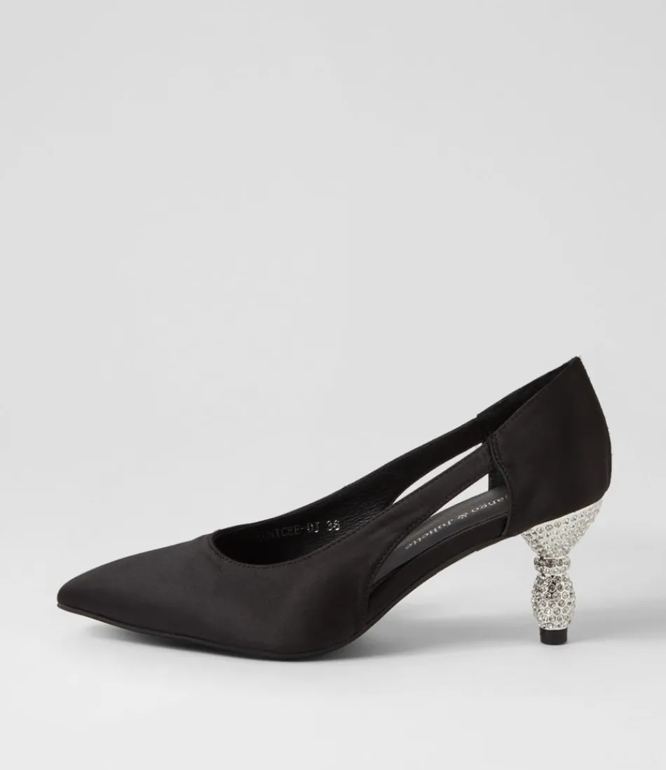 Women DJANGO & JULIETTE Heels<Eunicee Black Satin Heels