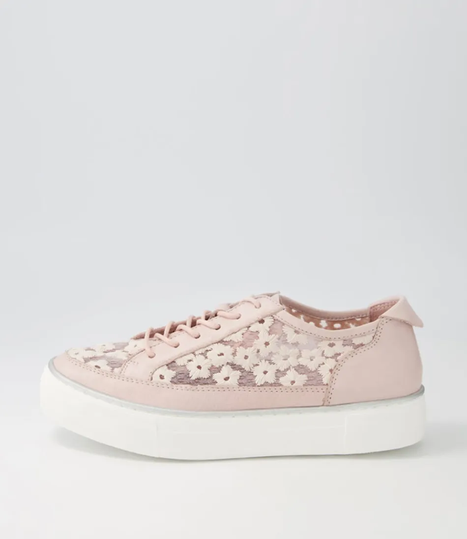 Women DJANGO & JULIETTE Sneakers<Faders Dusty Pink Leather Flower Sneakers