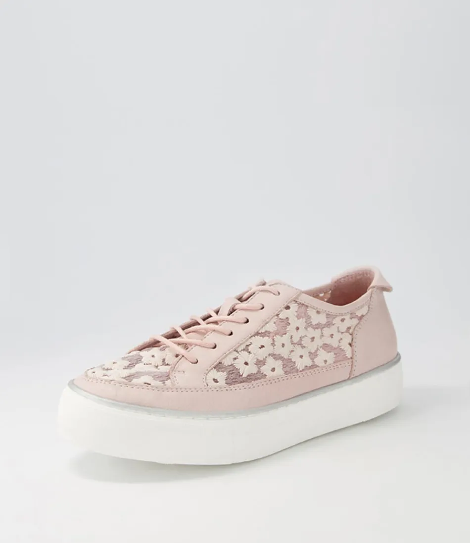 Women DJANGO & JULIETTE Sneakers<Faders Dusty Pink Leather Flower Sneakers