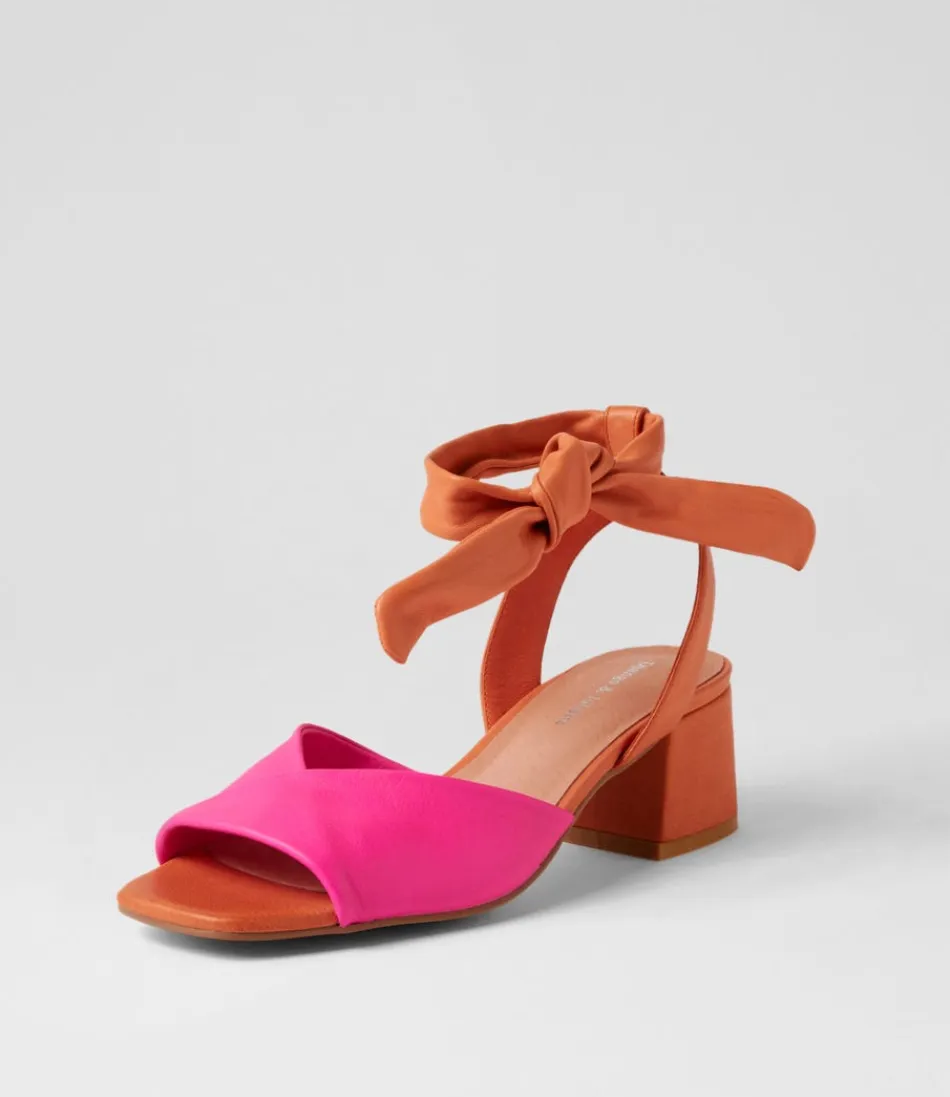 Women DJANGO & JULIETTE Heels<Fearna Hot Pink Bright Orange Leather Sandals