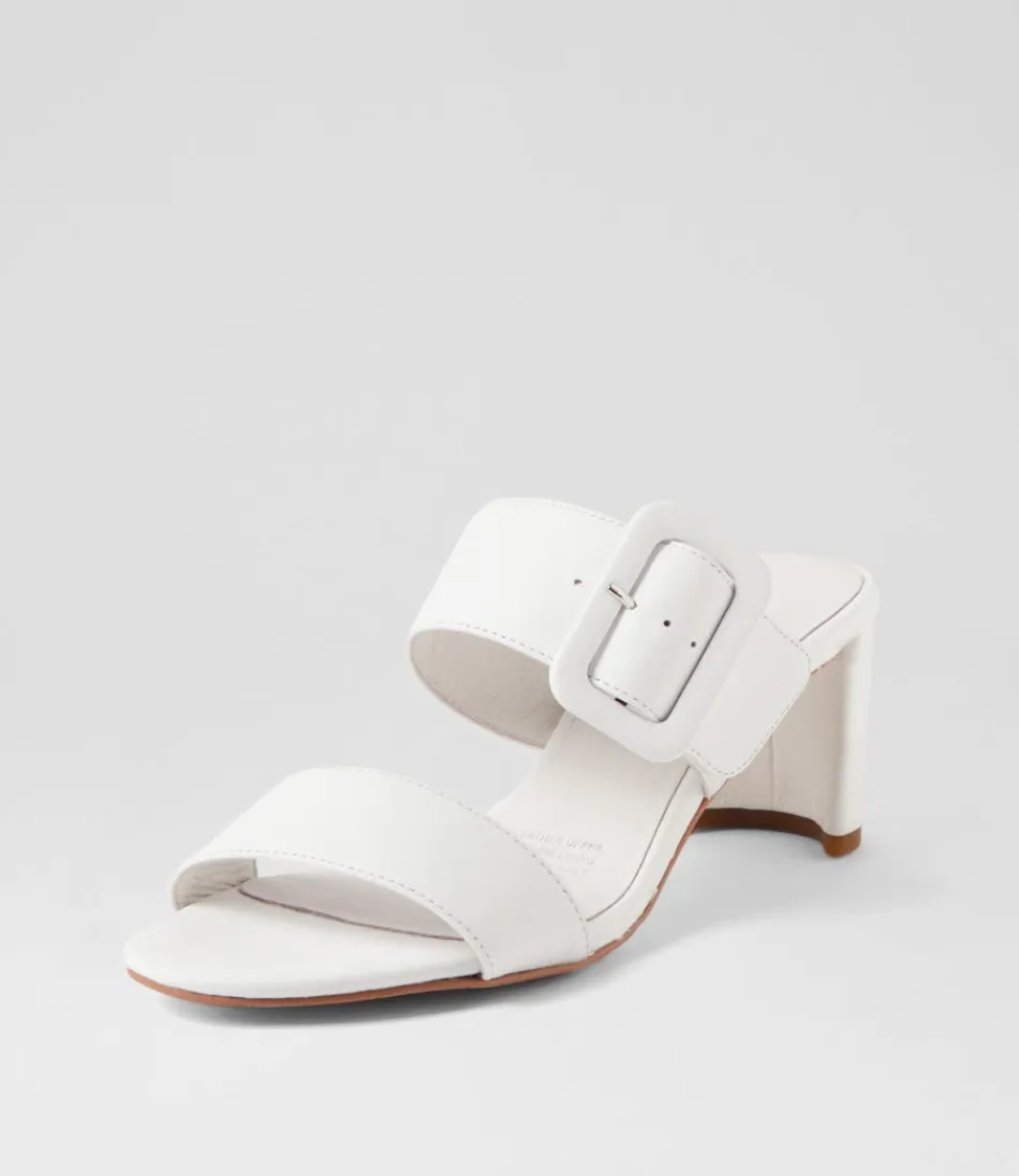 Women DIANA FERRARI Heels<Feebies White Leather Sandals