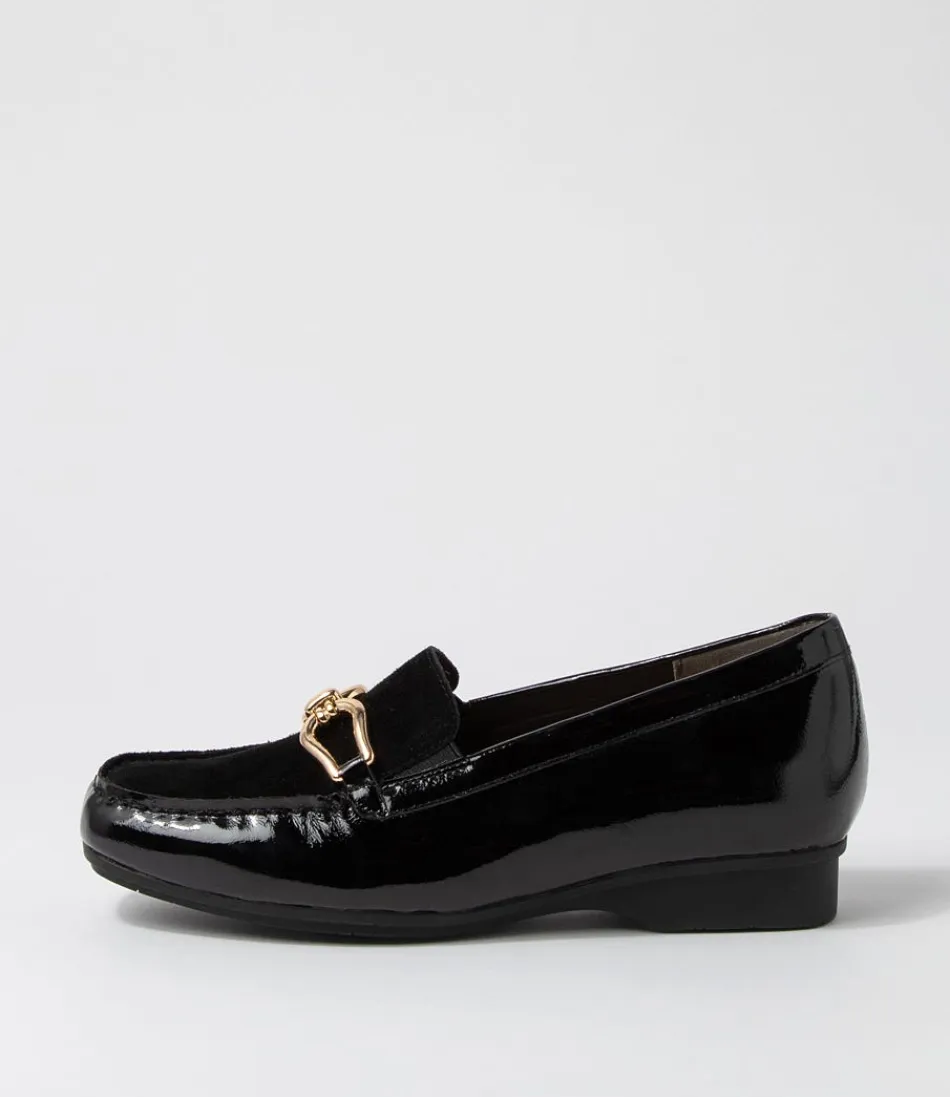 Women ZIERA Loafers<Fena Xf Black Patent Suede Loafers