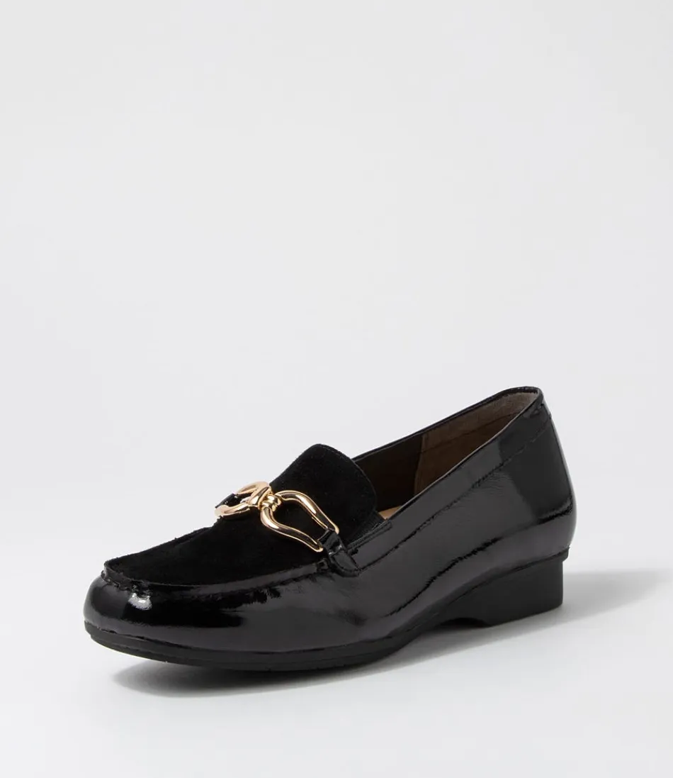 Women ZIERA Loafers<Fena Xf Black Patent Suede Loafers