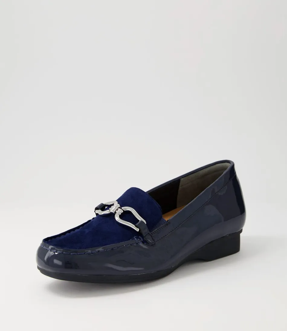 Women ZIERA Loafers<Fena Xf Navy Patent Suede Loafers