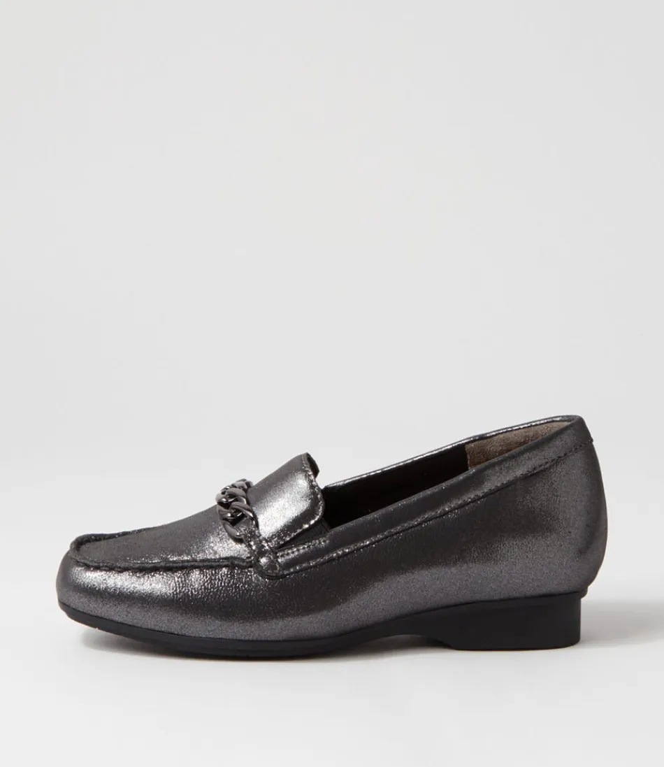 Women ZIERA Loafers<Fenders Xf Pewter Powder Leather Loafers