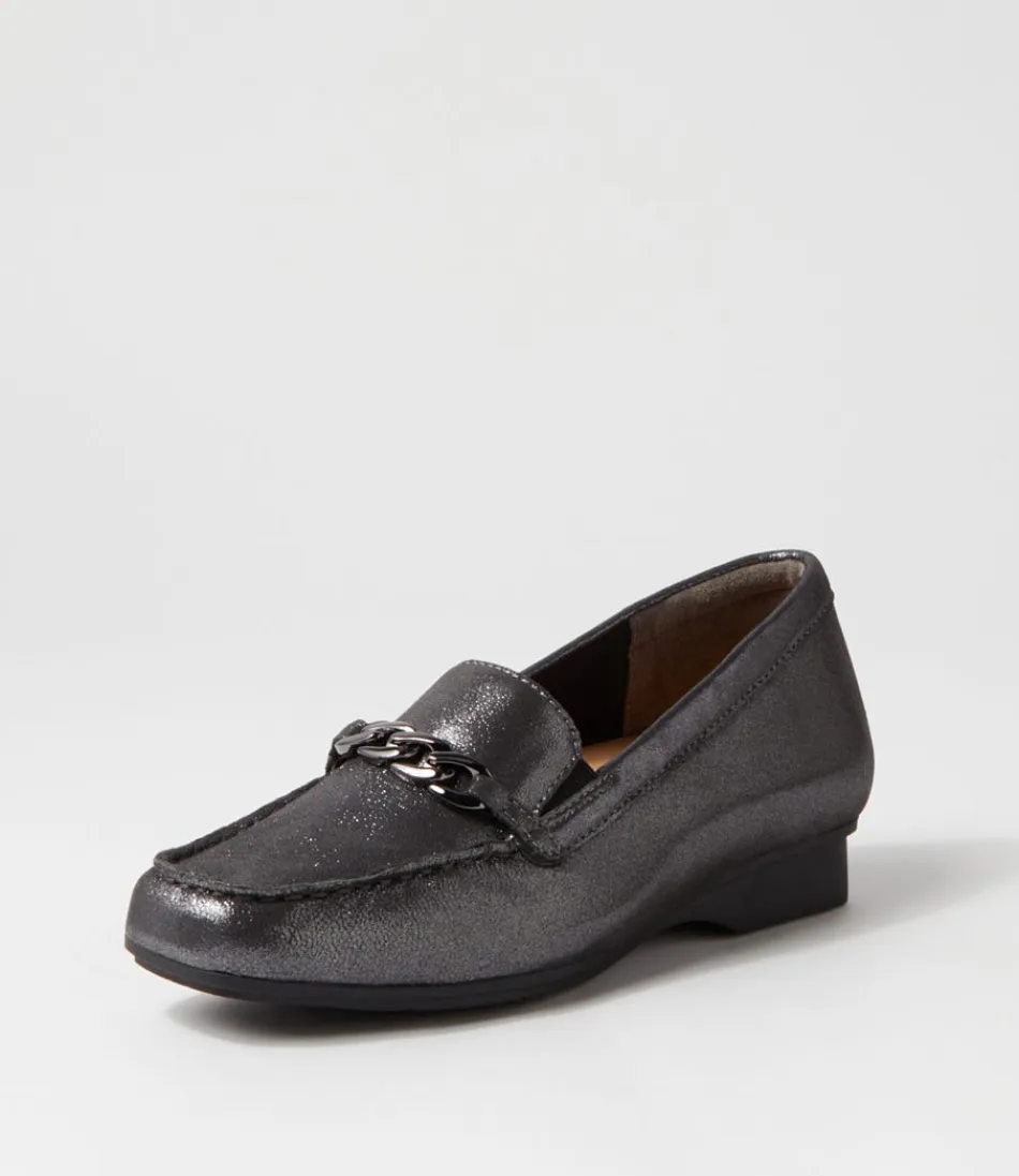 Women ZIERA Loafers<Fenders Xf Pewter Powder Leather Loafers