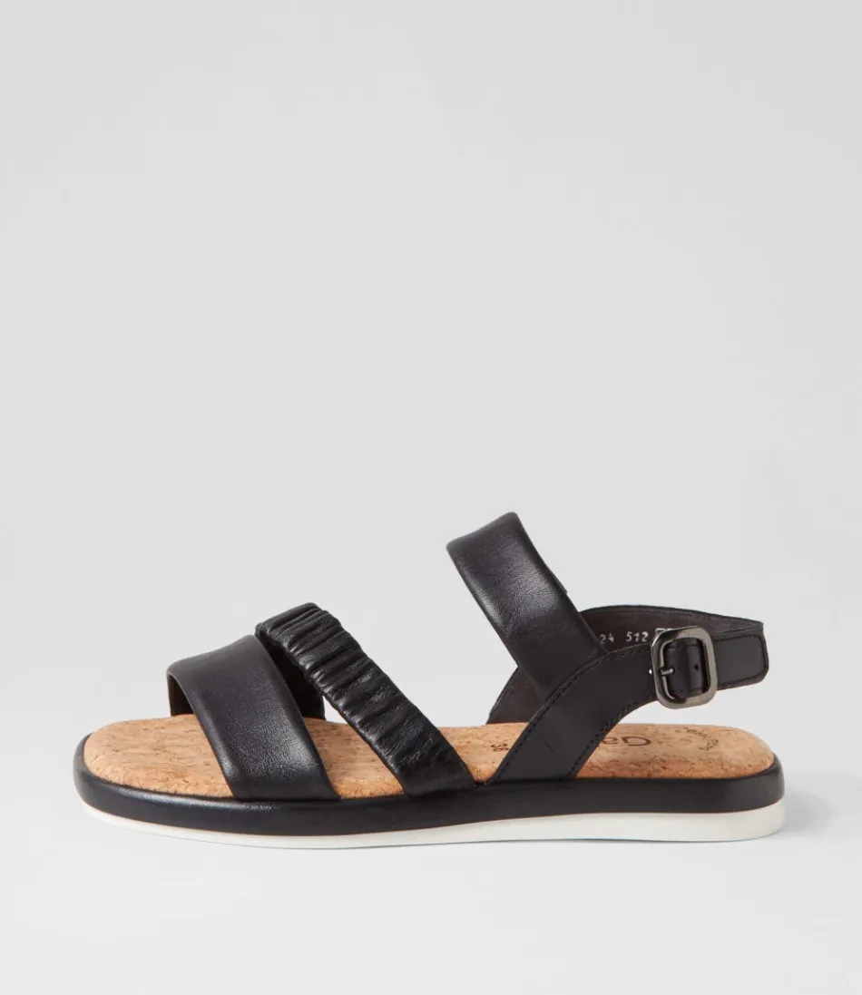 Women GABOR Comfort<Fico Schwarz Leather Sandals