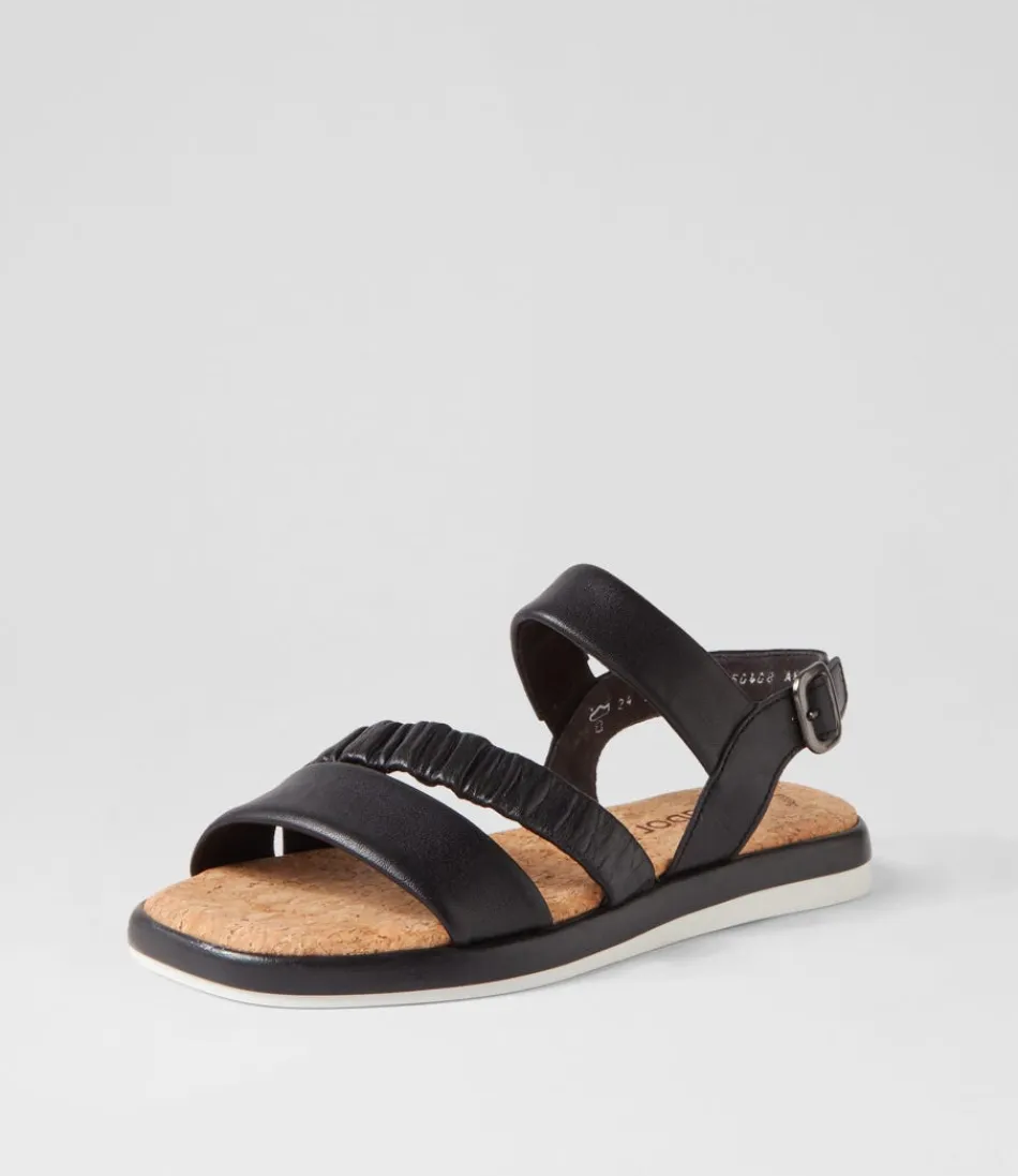 Women GABOR Comfort<Fico Schwarz Leather Sandals