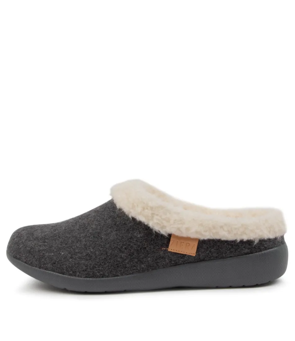 Women ZIERA Comfort<Fifi Xw Grey Fabric Slippers