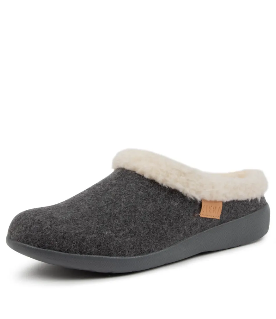 Women ZIERA Comfort<Fifi Xw Grey Fabric Slippers