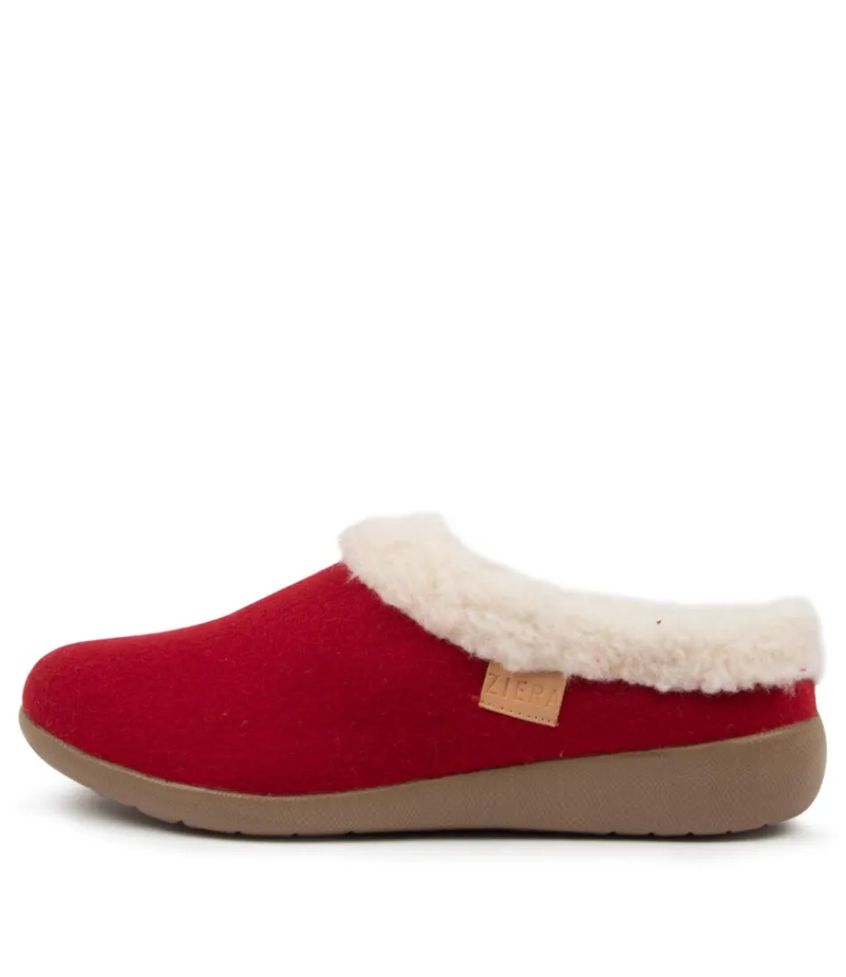 Women ZIERA Comfort<Fifi Xw Red Fabric Slippers