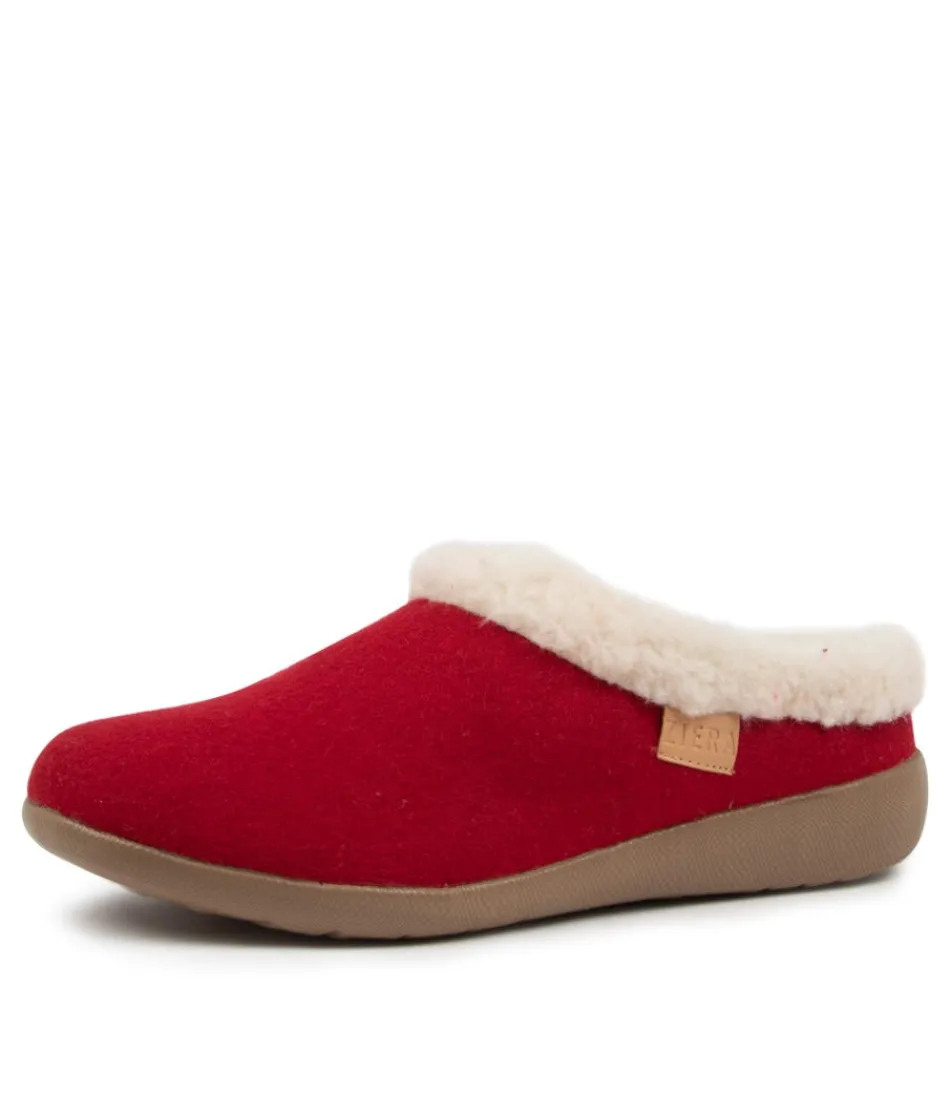 Women ZIERA Comfort<Fifi Xw Red Fabric Slippers