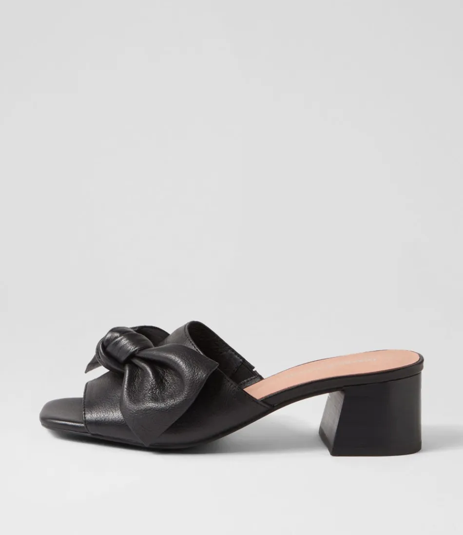 Women DJANGO & JULIETTE Heels<Finchy Black Heel Leather Mules