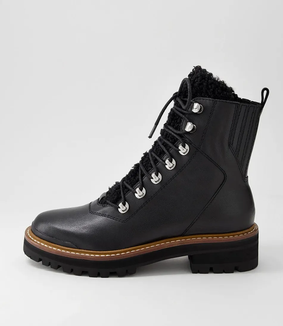 Women DJANGO & JULIETTE Boots<Fisher Black Tumble Leather Lace Up Boots