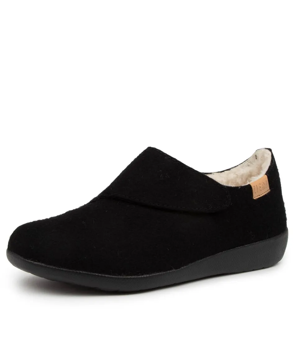 Women ZIERA Comfort<Fliss Xw Black Fabric