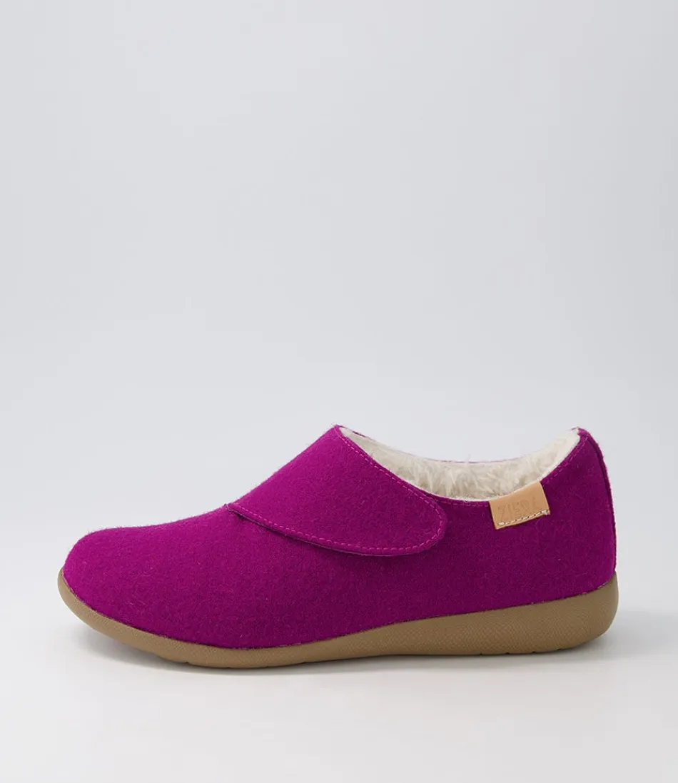 Women ZIERA Loafers<Fliss Xw Dark Fuchsia Fabric Flat Shoes