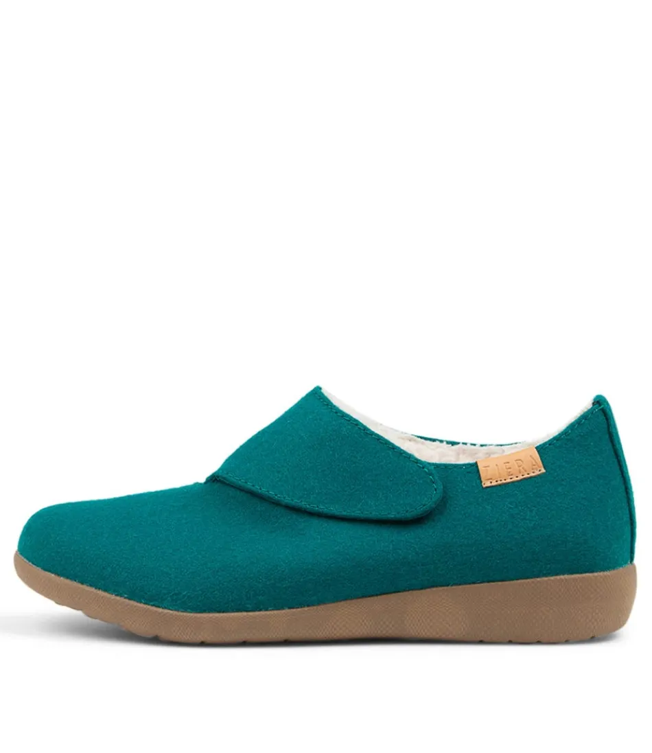 Women ZIERA Comfort<Fliss Xw Teal Fabric Slippers