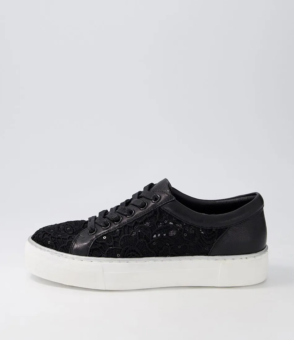 Women DJANGO & JULIETTE Sneakers<Florina Black Lace Leather Sneakers