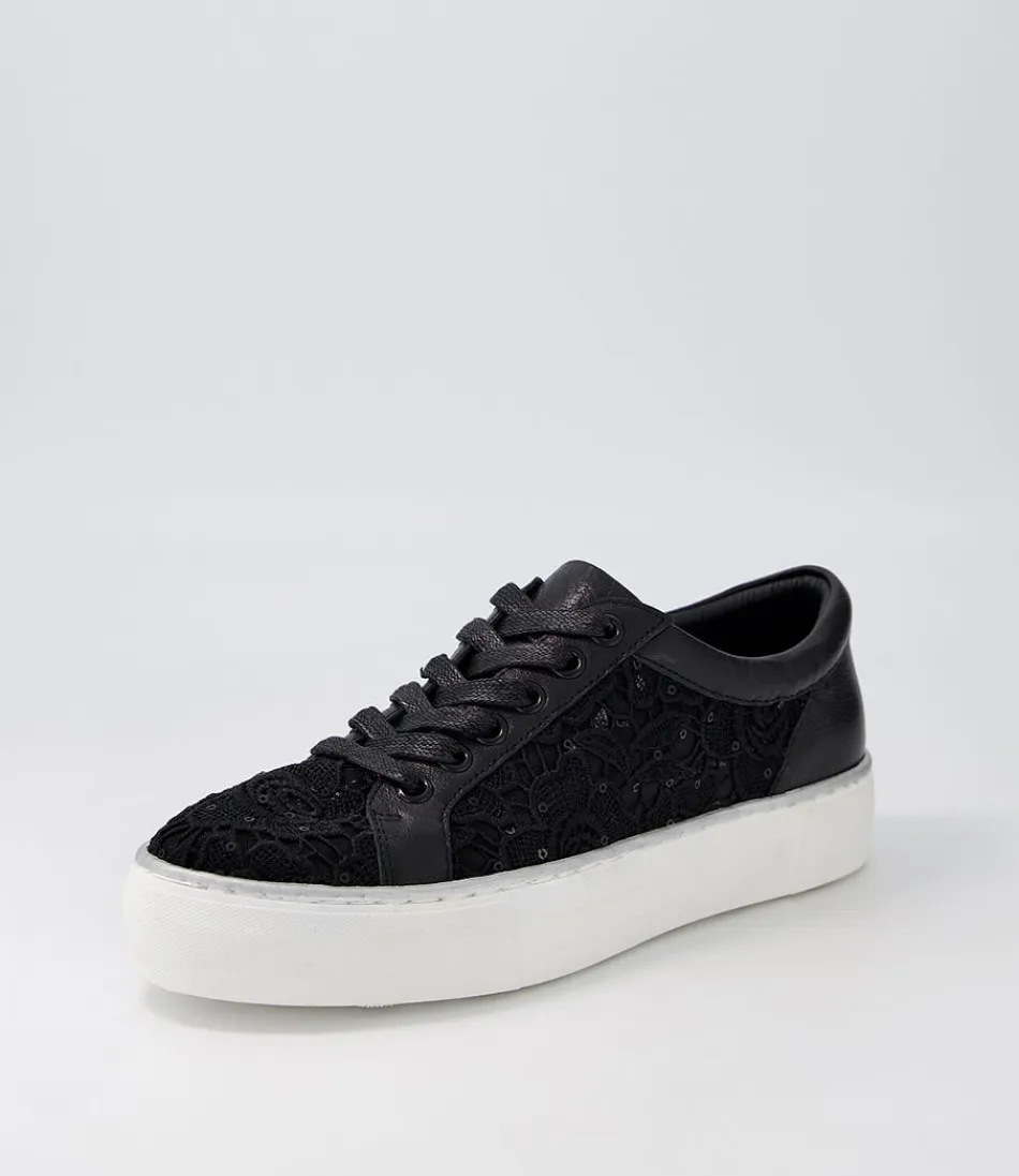 Women DJANGO & JULIETTE Sneakers<Florina Black Lace Leather Sneakers